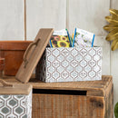 Embossed Metal Storage Box with Wood Lid, Nested Set of 2