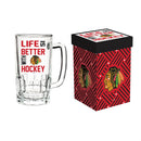 Glass Tankard Cup with Gift Box, Chicago Blackhawks