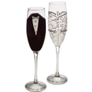 Handpainted Champagne Flutes 6.4oz Set of 2, Handpainted Bride & Groom