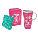 Ceramic Travel Cup, 17 OZ., w/box, A Smile Is the Prettiest Thing You Can Wear
