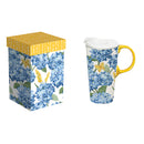 Hydrangeas Coastal Citrus Ceramic Perfect Cup, 17oz, Gift Box