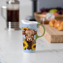 Highland Cow and Sunflowers Ceramic Perfect Cup, 17oz, Gift Box