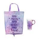 Super Mom Super Wife Super Tired Ceramic Perfect Cup and Compact Tote Giftset, 17oz, Gift Box