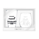 Wedding Stemless Glass and Beer Pint Giftset, 17oz and 16oz, Gift Box