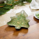 Shades of Green Plate Glass Tree Serving Dish, 8.5"L x 12"W