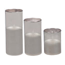Smoke Glass Battery Operated Flameless LED Wax Pillar Candle, Set of 3