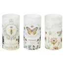 Vintage Garden Glass LED Battery Operated Pillar Candle, 3 Asst
