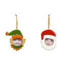 Ceramic Picture Frame Ornament, 2 Asst: Elf, Santa
