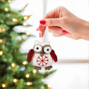 Woodland Storybook Ornament Fabric Owl in Wood Tray, 4.25"H, Asst of 2