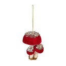 Woodland Storybook Ornament Fabric Mushroom with Glitter, 4"H, Asst of 3