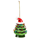 4" LED Ceramic Christmas Tree Ornament with Santa Hat