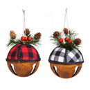 Metal Buffalo Plaid Bell Ornament, 2 ASST