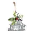 Metal Barn Ornament with Artificial, 3 Asst,3otm229