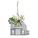 Metal Barn Ornament with Artificial, 3 Asst,3otm229