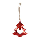 Galvanized Metal Tree Ornament with Bell, Red/Gray, 2 Asst,3otm262