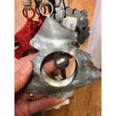 Galvanized Metal Tree Ornament with Bell, Red/Gray, 2 Asst,3otm262
