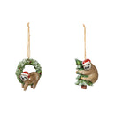 Resin Sloth with Santa Hat Ornament, 2 Asst,3otr122