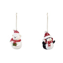 Resin Portly Ornament, Polar Bear/Penguin with Hat, 2 Asst