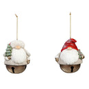 Polyresin Winter Gnome Bell Ornament, 2 Asst