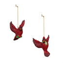 Holiday Poinsettia Ornament Resin Cardinal, 3.75"H, Asst of 2