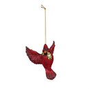 Holiday Poinsettia Ornament Resin Cardinal, 3.75"H, Asst of 2