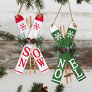 7.5" Wood Ski Ornament, 2 Assorted