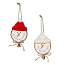 Woodland Storybook Ornament Wood and Fabric Snowman, 4.75"H, Asst of 2
