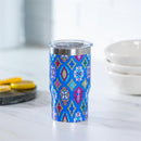 Geometric Tapestry Stainless Steel Quatre Chiller with Silicone Cap and Tumbler Slide Lid, Gift Box