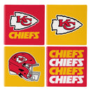 Kansas City Chiefs Ceramic Coasters Set, 4pcs with Wood Caddy