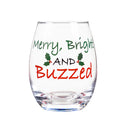 Stemless Wine Glass w/box, 17 OZ, Merry, Bright, and Buzzed
