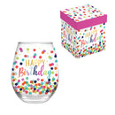17 OZ Stemless Glass w/Box, Happy Birthday