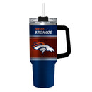 40oz Stainless Steel Mega Cup w/ Straw, Denver Broncos
