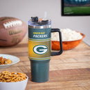 40oz Stainless Steel Mega Cup w/ Straw, Green Bay Packers