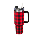 40oz Stainless Steel Canyon Cup w/ Straw, Red Buffalo Check