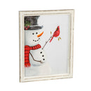 Snowman with Cardinal Hand Painted Screen Wood Frame Wall Decor, 16"W x 20"H