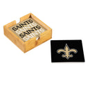 New Orleans Saints Ceramic Coasters Set, 4pcs with Wood Caddy