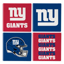 New York Giants Ceramic Coasters Set, 4pcs with Wood Caddy