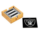 Las Vegas Raiders Ceramic Coasters Set, 4pcs with Wood Caddy