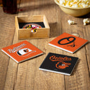 Baltimore Orioles Ceramic Coasters Set, 4pcs with Wood Caddy