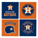 Houston Astros Ceramic Coasters Set, 4pcs with Wood Caddy
