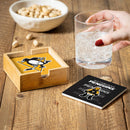 Pittsburgh Penguins Ceramic Coasters Set, 4pcs with Wood Caddy