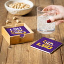 Louisiana State University Ceramic Coasters Set, 4pcs with Wood Caddy