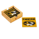 University of Missouri Ceramic Coasters Set, 4pcs with Wood Caddy