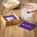 Kansas State University Ceramic Coasters Set, 4pcs with Wood Caddy