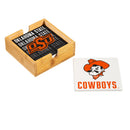 Oklahoma State University Ceramic Coasters Set, 4pcs with Wood Caddy