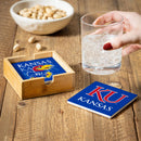 University of Kansas Ceramic Coasters Set, 4pcs with Wood Caddy