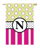 Flag, Gar, New Baskerville Peppy Monogram "N" (Black Topstitch)