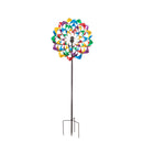 84"H Wind Powered Lighted Wind Spinner, Multicolor Flower