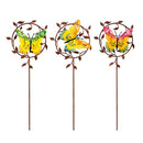 Round Butterfly Metal Plant Pick, 16", CDU