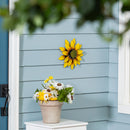 Petal & Plow Wind Spinner, Metal Yellow Sunflower Wall Spinner, 13"